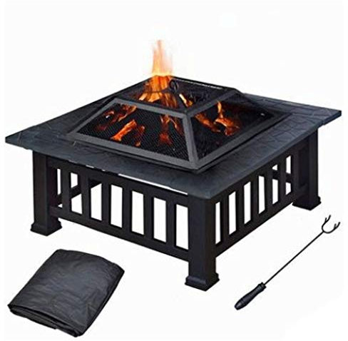 DLANDZ Pozo de fuego de jardín de 32 pulgadas para exteriores, decoración grande de acero para quemar leña, cuenco, barbacoa, parrilla, chimenea, patio, patio, fogata, para barbacoa (color : A)