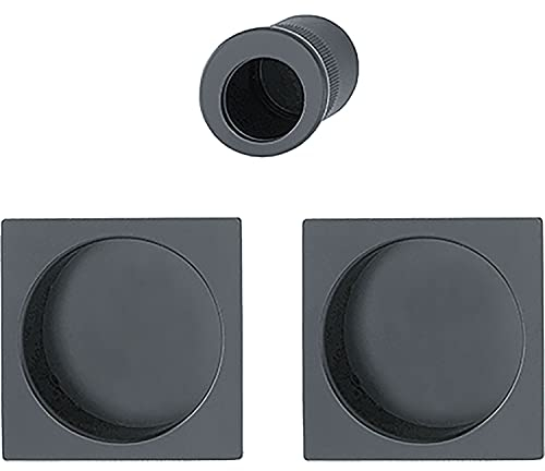 HOPPE 11699310 4921 Ensemble de cosses pour porte coulissante sans serrure, rosace carrée BL Noir mat