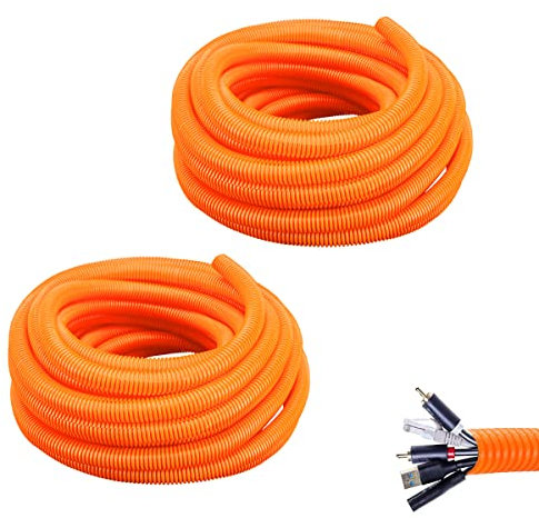 SKYPRO Tubo de alambre de telar dividido, tubo de alambre corrugado naranja, tubo de protección de cables, tubo ordenado para cables de TV, cable eléctrico, luces de jardín (OD 25 mm, 6 metros)