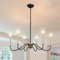 ASHUAQI Kronleuchter Schwarz Gold, 6 Flammige Modern Wohnzimmerlampe Klassische Kerze Kronleuchter Vintage, Metall Pendelleuchte Esstisch mit E14 Fassung, Lampe für Wohnzimmer Küche Schlafzimmer Flur