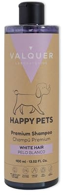 Valquer Shampoo Premium per Cani e Gatti con Pelliccia Bianca o Chiara - con Pantenolo ed Estratto di Lavanda. Shampoo per Cani e Gatti - 400 ml. (Bianco)