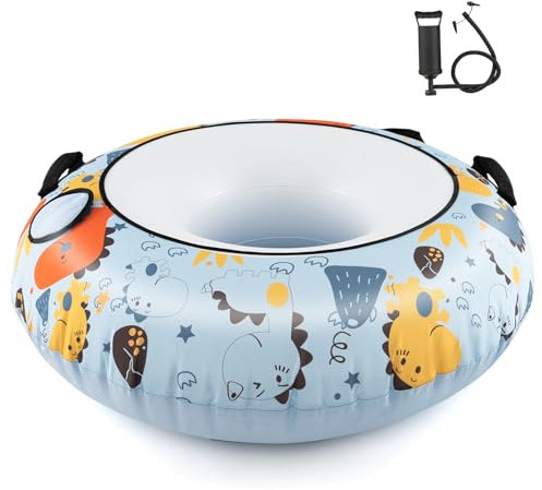 SOARS Snow Tube, Aufblasbarer Schlitten Ø132cm, Schneereifen mit Stabilen Griffen, Rodelreifen inkl. Reifenpumpe, Wintersport für Kinder & Erwachsene