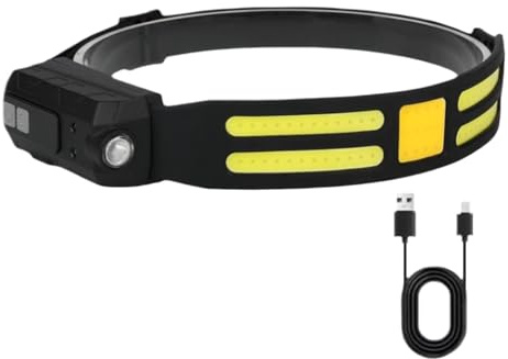 Yianyal Torcia frontale LED ricaricabile con sensore di movimento, lampada frontale LED con sensore di movimento, faro ad alte prestazioni | Sensore di luce forte a fascio largo, lampada frontale