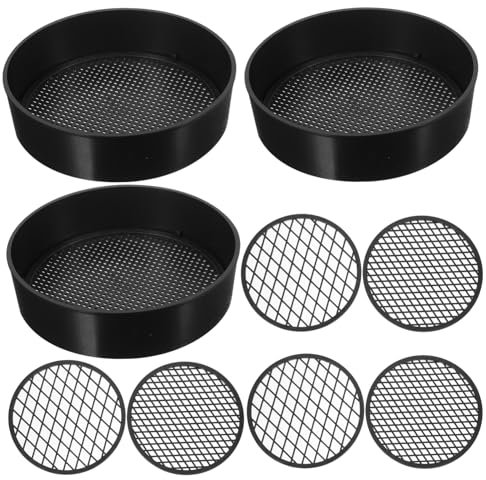 Juego de 3 tamices de Tierra, cortadora de césped, colador de Tierra para Suelo y Piedras, tamiz de jardín, Paleta hermética, Especias, tamiz de panificación para Piscina, plástico