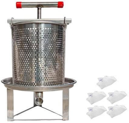 KiBcsLic Honigpresse, Obstweinpresse, Bienenzuchtextraktion, Stabile Basis, Robuster Brecher, Weinherstellung für Wabenöl, Trester, 5 Filtersiebe