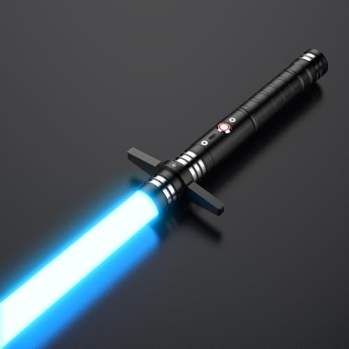 FlyQintess Sable de luz RGB 24 Colores, 102 CM Sable láser con USB Recargable Cara Mango de Metal Vibrante, Espada con Sonido FX para Navidad Halloween Regalos (Kreuz 1pc)