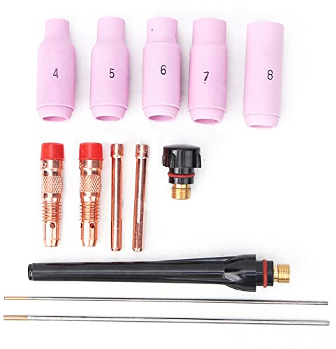 13pcs Accesorios de soldadura TIG, 1,6 mm de 2.4 mm Boquilla de tungsteno Boquilla de cerámica Piezas de soldadura para WP-17/18/26/27 Torca