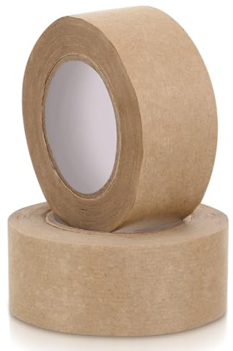 Homoyoyo 2 rouleaux Ruban Kraft Gommé Activé à Eau pour Encadrement et Montage Œuvres Papier Kraft Résistant pour Protection de Tableaux et Artistique