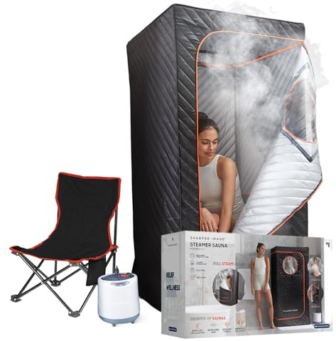 Sharper Image Steamer Sauna Portable Spa - Portable Home Sauna Pod for Indoor & Outdoor Use, Pop Up Steam Room with Foldable Chair & Temperature Controls, Home Spa Saunas for Relaxation and Recovery