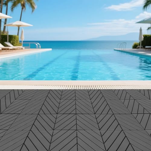Mixtric 44er-Packung klick-Terrassenfliesen, 12x12 GroßE, Wasserfeste Kunststoff-Terrassenfliesen FüR Den AußEnbereich FüR Jedes Wetter Geeignet, Veranda, Garten Und Poolbereich,C
