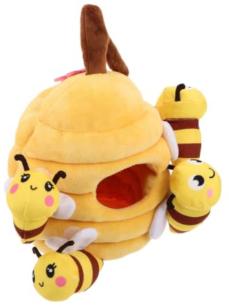 AKOOSY Ruche Peluche Interactive en Peluche Douce avec Abeilles pour Tout-Petits, Sensoriel de Nid d'abeille avec Espace de Rangement, Décoration Charmante pour Bureau