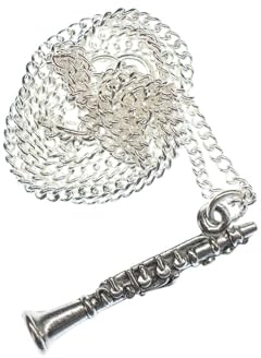 Miniblings klarinett halsband 45 cm flöjt musik silver orkester instrument, 29mm, Metall Silver, inte känd