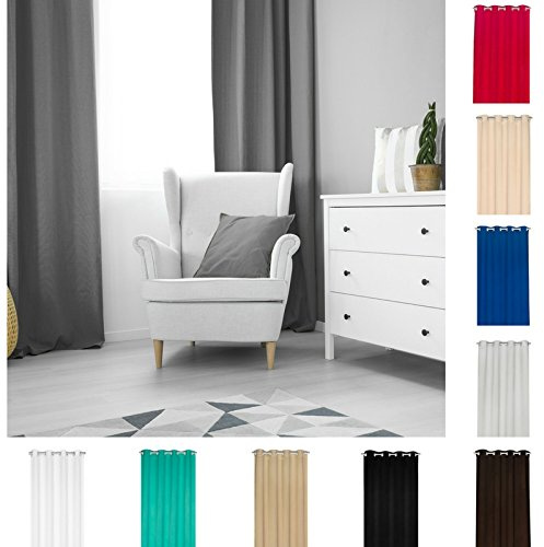KS Handel 24 Rideau de fenêtre opaque occultant certifié Öko-Tex - 140 à 250 cm - 10 couleurs - 4 dimensions (gris foncé, 140 x 145 cm)