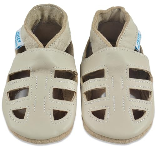 Juicy Bumbles Baby Sandalen - Lauflernschuhe - Krabbelschuhe - Babyschuhe - Beige T-Bar Sandalen 12-18 Monate (Größe 22/23)