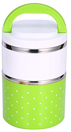 2 Capas 900ml de Aislamiento Verde, Termo térmica con aislamiento de acero inoxidable Contenedor de alimentos caliente