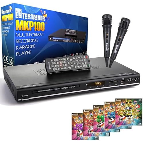 Mr Entertainer MKP100 CDG DVD MP3G Karaoke Machine Player. HDMI/Record/Rip/USB (Wired Microphones + 1000 Songs)