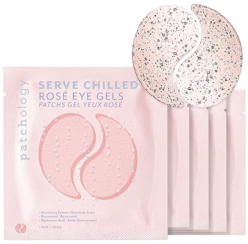 Patchology Serve Cool Rosé Hydrating Under Eye Patches - Maschere per gli occhi con acido ialuronico e antiossidante per ridurre occhiaie e linee sottili - Ideale per la festa della mamma (5 paia)