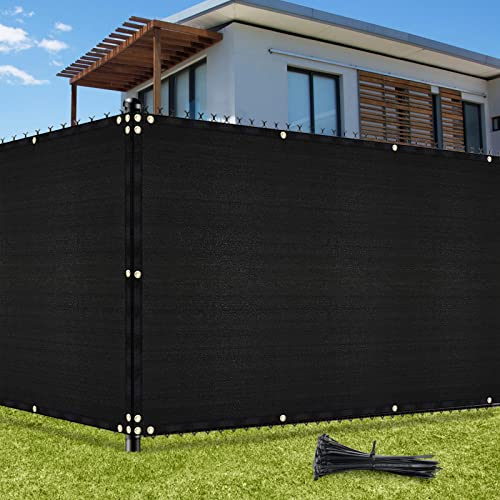 UIRWAY Brise vue Vert Jardin Cloture 1,22m x 15,24m, Brise-vue Occultant, Rouleau Brise vue 170g/m² HDPE Toile Traité Anti-UV Avec Fixation Liens pour Clôtures Jardin, Terrasse, Balcon（Noir）