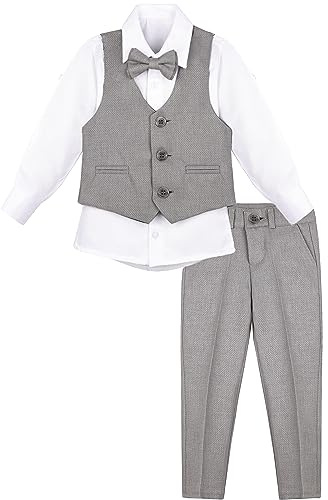 Lilax Boys Formal Suit 4 Piece Vest, Pants and Tie Dresswear Suit Set