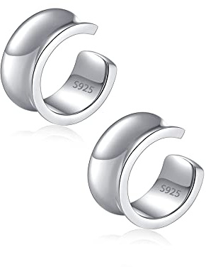 CHIC & ARTSY Orecchini a Polsino in Argento Sterling 925, Orecchini a Polsino Larghi per Donna, Regolabili Non Piercing