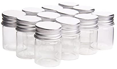 Lot de 12 Petits bocaux vides en Verre Transparent de 15 ML avec couvercles pour Miel, Confiture, gelée