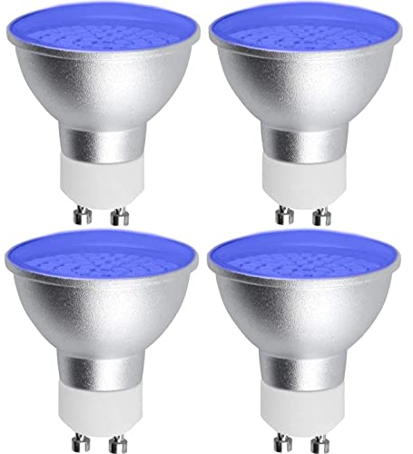 Bonlux GU10 Blue LED Spotlight Bulbs, 5W GU10 Blue Coloured Spot Light AC 220-240V 120 Degree Beam Angle 50W MR16 GU10 Blue Halogen Replacement for Wall Washer Lamps Landscape Lighting, 4-Pack