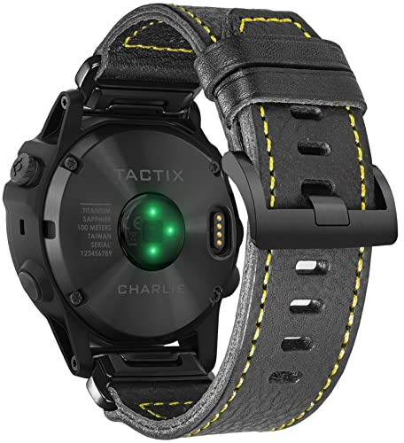 Klockarmband i äkta läder, kompatibelt med Garmin-klockarmband, armband i retrostil/vintagestil för fênix/Forerunner/Vivoactive/Approach/MARQ/quatix/D2-serien, tufft ersättningsband