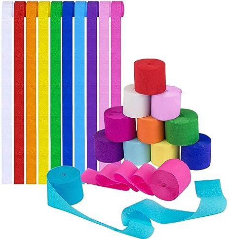 10 Rollen Krepppapier-Luftschlangen zum Aufhängen, Regenbogen-Luftschlangen, 10 Farben, Party-Krepppapier-Rolle, Luftschlangen für Geburtstag, Hochzeit und Feiertagsparty-Dekorationen.
