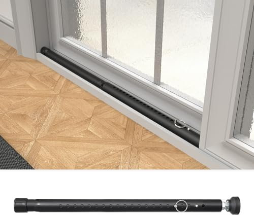 Feblomst Barre de sécurité réglable pour fenêtre de 40,6 à 139,9 cm, noir, porte coulissante de terrasse, sécurité enfant