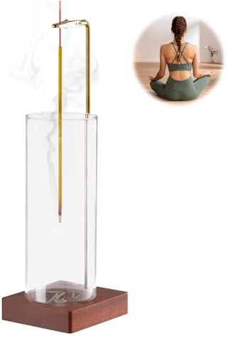 Supporto per Bastoncini di Incenso, Porta Incenso in Legno con Raccoglicenere in Vetro, Moderno Bruciaincenso, Portaincenso in Legno Multiuso, per Decorazione Della Casa, Yoga, Spa, Madiation