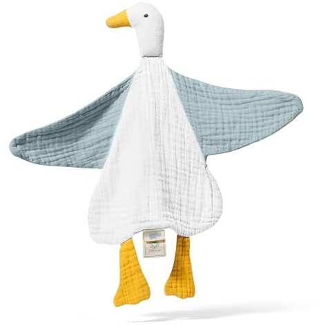 Mababu Doudou bébé Naissance I Canard Doudou bébé garçon et Fille I Gaze de Coton Bio certifiée GOTS I Ultra Doux et Respirant I Cadeau de Naissance Parfait I Fait Main, sécurité certifiée Nouveau-né