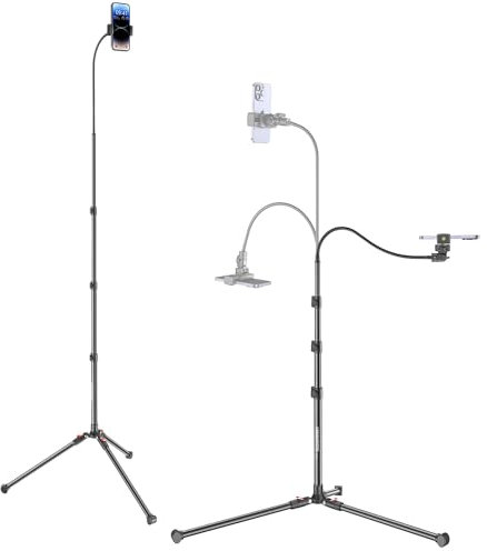 CAMBOFOTO Trípode de 220 cm para Smartphone, Selfie Stick con Brazo Flexible de 40 cm y Cabezal Ajustable 360° para Cámara, Trípode Portátil y Ajustable