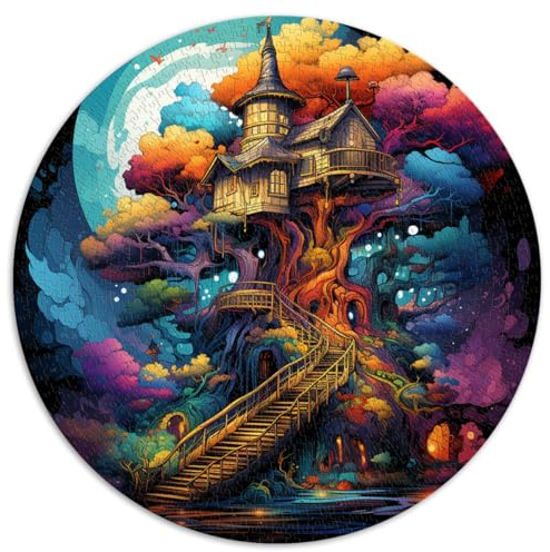 1000 pièces Puzzles Adultes Enfants, cabane dans Les Arbres dans Les Bois Puzzles Ronds créatifs, Adultes Enfants à partir 12 Ans Puzzles en Carton Apprentissage Jou s éducatifs Jeux Famille 。