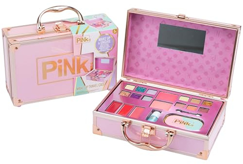 PINKIT Make Up Travel Case, 1 Valigetta con Specchio e Set di Trucchi per Bambini
