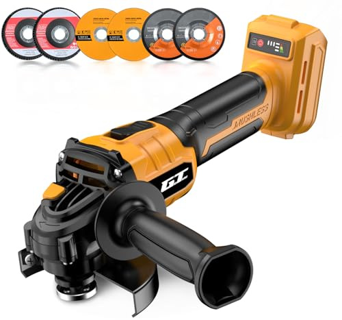 GOTUU Cordless Angle Grinder Compatible for Dewalt 20V MAX Battery, 4-1/2 Inch Power Cut Off Tool 9500RPM, Brushless Motor, 6 Dics for Cutting, Grinding and Polishing, TOOL ONLY