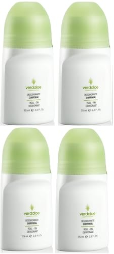 Desodorante Roll-On Aloe Vera (Pack 4 x 75ml) Protección Larga Duración Hombre & Mujer, Bactericida 20% Aloe Natural, Sin Parabenos, No Irritante Piel Sensible, Vitamina E