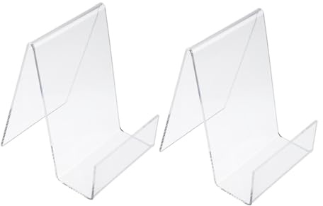 SOPOTUTU Porta Libri Verticale Design Verticale in Acrilico Trasparente 2 Pezzi per Esposizione di Libri e Tablet PC da Scrivania