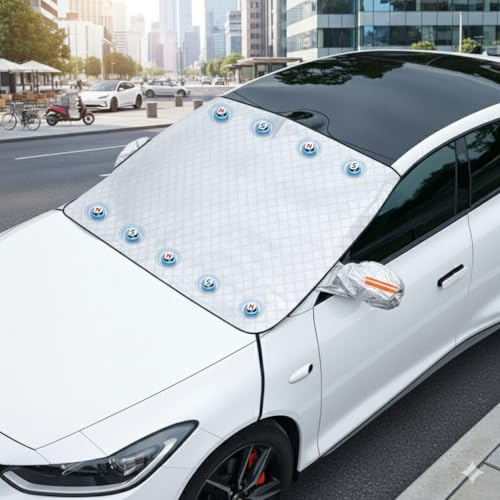 Car Windshield Cover – 4-Layer Frost Guard Windscreen Protector with Side Mirror Covers | Anti-Frost, Anti-Snow & Sun Protection Cover for Cars, SUVs & Vans