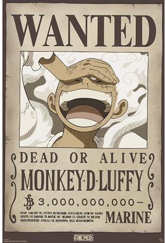 GB Eye – Poster ONE PIECE Chibi Wanted Luffy Wano – Prodotto Ufficiale – Formato 52 x 38 cm – Carta Laminata di Alta Qualità – Poster Manga