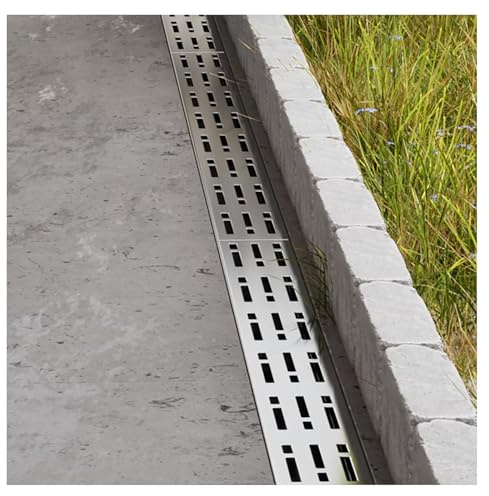 Scarico in acciaio inox a canale stretto，canale di drenaggio stretto in acciaio inox 304，Filtri Lineari per Grondaie Giardino Terrazza，canaletta scolo acqua piovana robusto(H3*W20CM/H1.18*W7.87IN)