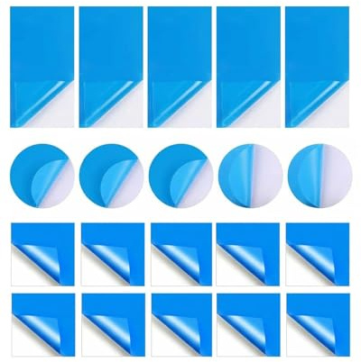 YIPFEN Rustine Piscine 20 Pièces (5 Rect. 5 Rondes 10 Carrées) PVC Auto-adhésives Kit Réparation Étanche Sous l'Eau pour Liner, Piscine Gonflable, Spa & Matelas