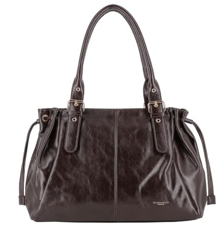 flora & co Sac Cabas Bowling Lacet Similicuir Suédé Femme - Sac À Main Fourre-tout Grande Capacité - Format A4 Cours Lycée Travail Business - Tendance Élégant