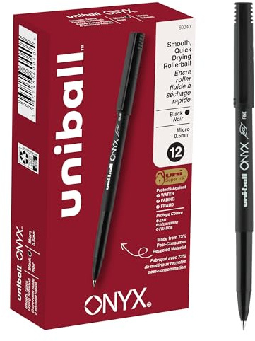 uniball Onyx Rollerball Pens, Micro Point (0.5mm), Black