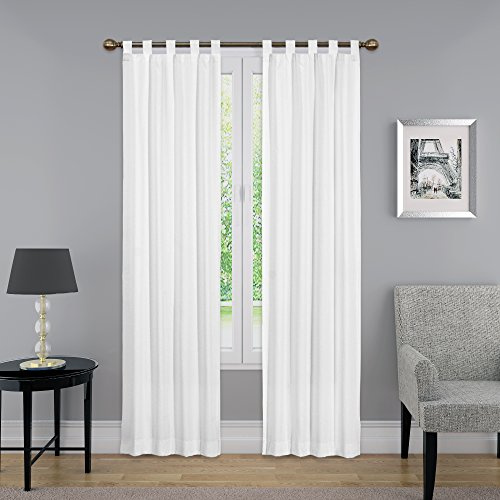 PAIRS TO GO Montana Modern Decorative Tab Top Window Curtains for Bedroom or Living Room (2 Panels), 30 x 84, White