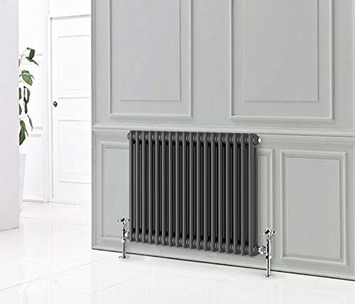 NRG 600x830 Cast Iron Horizontal Radiator Anthracite 2 Column Central Heating Rads for Bathroom Living Room and Kitchen