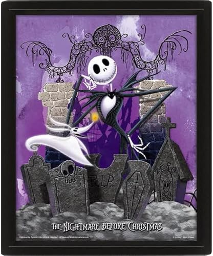 Pyramid International – Cadre lenticulaire 3d - Vrai effet de mouvement et de profondeur – L'Etrange Noel de Monsieur Jack – Idée cadeau anniversaire - 25.5x20.5 – Licence officielle