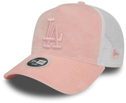 New Era Los Angeles Dodgers Gorra de Camionero para Mujer Terciopelo Sombrero Ajustable Malla Logo LA Rosa