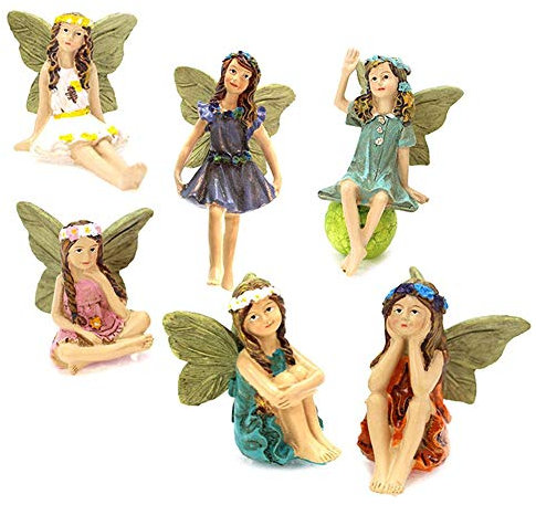 Fairy Garden Accessoires, Jardin féerique Fées, Miniature Fée Miniature Figurines Fée Ornement Fée Figure Fleur Fée poupée Ornements Multicolores Fée Sculpture Décor de Jardin 6pcs