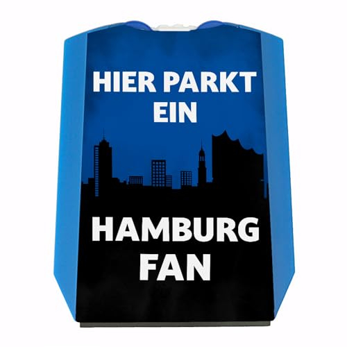 speecheese Aquí aparca un disco de aparcamiento para fans de Hamburgo en colores del club con dos fichas para el carro de la compra como regalo para los aficionados al fútbol que aman a su club sobre