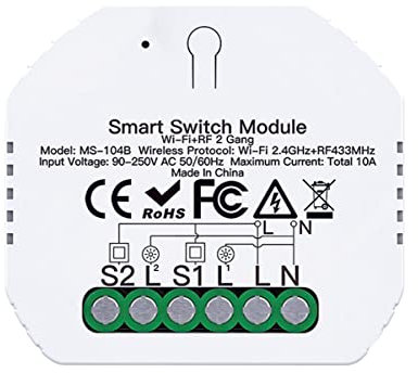Mini Interruttore WIFI Intelligente, Smart Switch Module, Funzione Con Pulsante N.O. + RF 433, Compatibile Con Amazon Alexa e Google Home (WIFI + RF433)